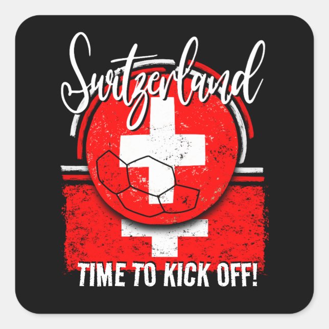 Pegatina Cuadrada Bandera de Suiza del fútbol, equipo suizo europeo (Anverso)