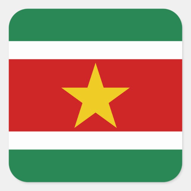 Pegatina Cuadrada Bandera de Surinam (Anverso)