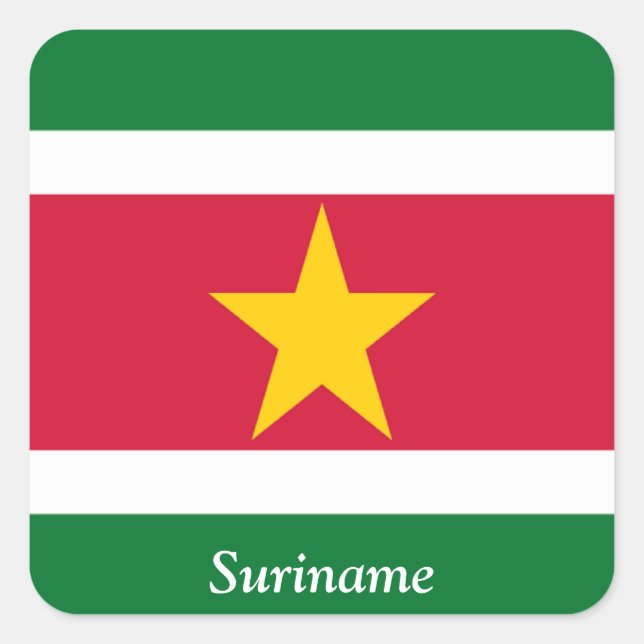 Pegatina Cuadrada Bandera de Surinam (Anverso)