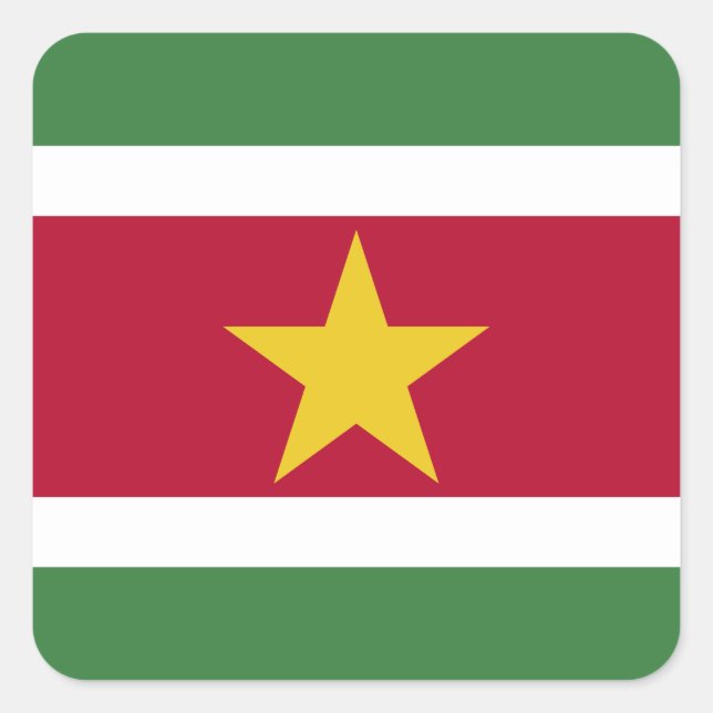 Pegatina Cuadrada Bandera de Surinam (Anverso)
