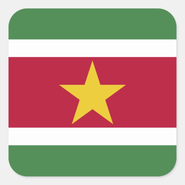 Pegatina Cuadrada Bandera de Surinam, bandera de Surinam (Anverso)