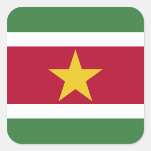 Pegatina Cuadrada Bandera de Surinam, bandera de Surinam