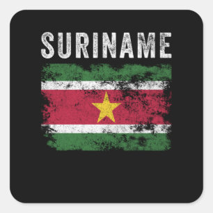 Pegatina Cuadrada Bandera de Surinam con problemas de bandera de Sur