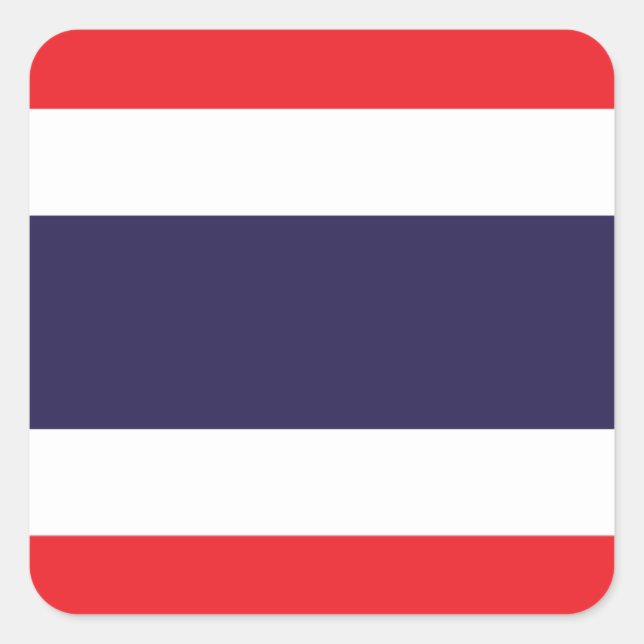 Pegatina Cuadrada Bandera de Tailandia (Anverso)