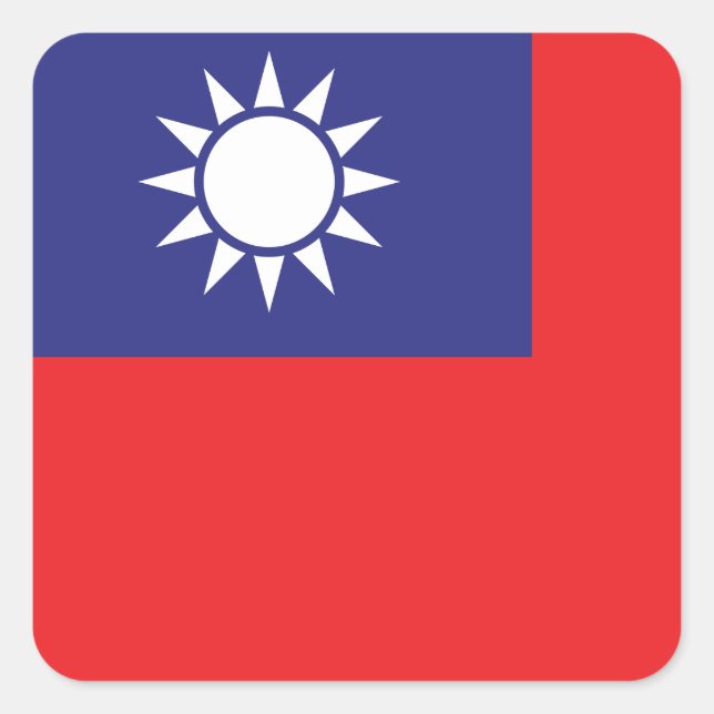 Pegatina Cuadrada Bandera de Taiwán (Anverso)