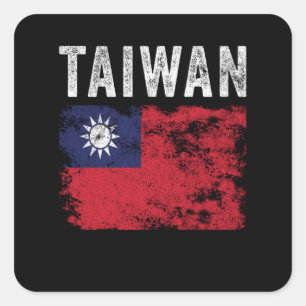 Pegatina Cuadrada Bandera de Taiwán perturbada - Bandera taiwanesa