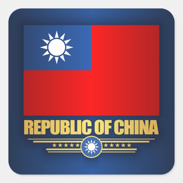 Pegatina Cuadrada Bandera de Taiwán (República de China) (Anverso)