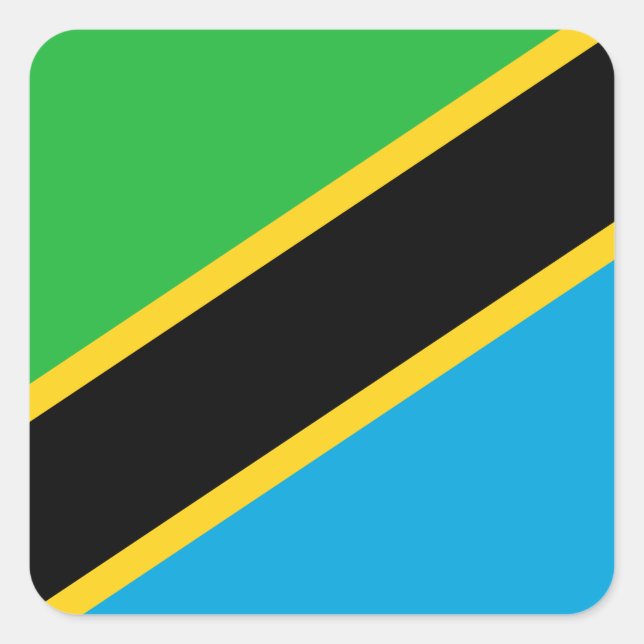 Pegatina Cuadrada Bandera de Tanzania (Anverso)