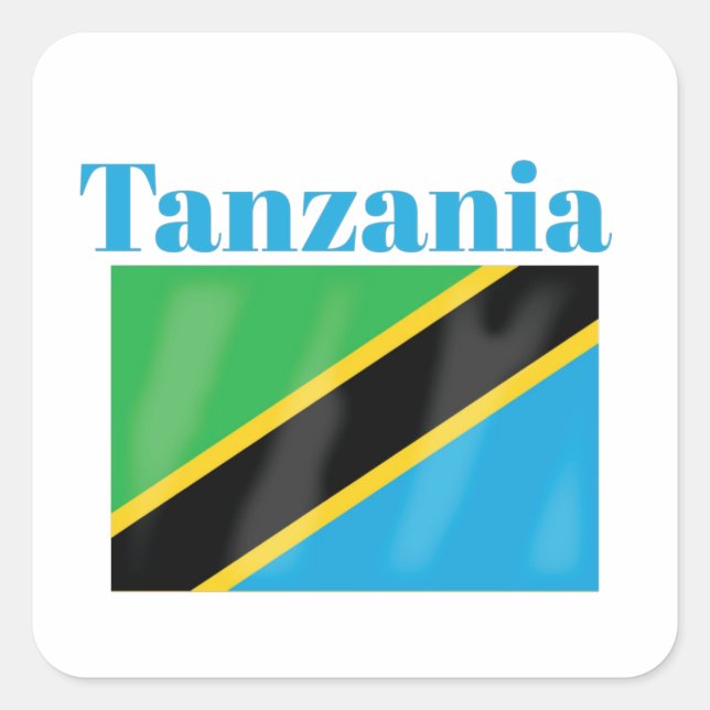 Pegatina Cuadrada Bandera de Tanzania (Anverso)