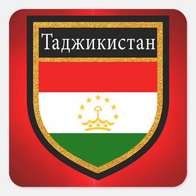 Pegatina Cuadrada Bandera de Tayikistán (Anverso)