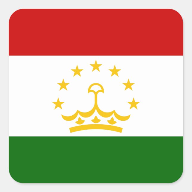 Pegatina Cuadrada Bandera de Tayikistán (Anverso)