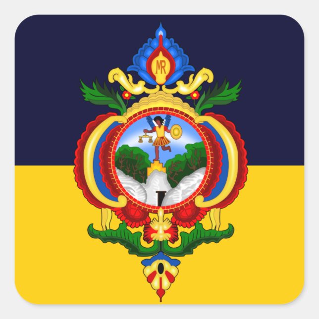 Pegatina Cuadrada Bandera de Tegucigalpa, Honduras (Anverso)