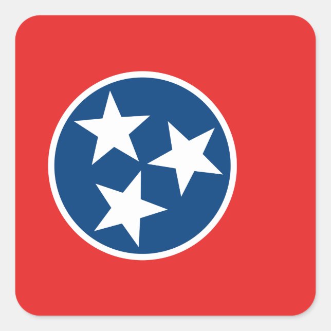 Pegatina Cuadrada Bandera de Tennessee (Anverso)
