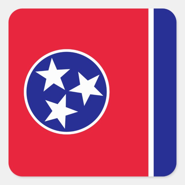 Pegatina Cuadrada Bandera de Tennessee (Anverso)