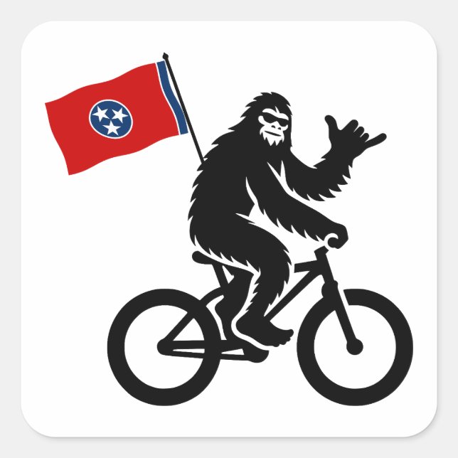 Pegatina Cuadrada Bandera de Tennessee para ciclismo de pie (Anverso)