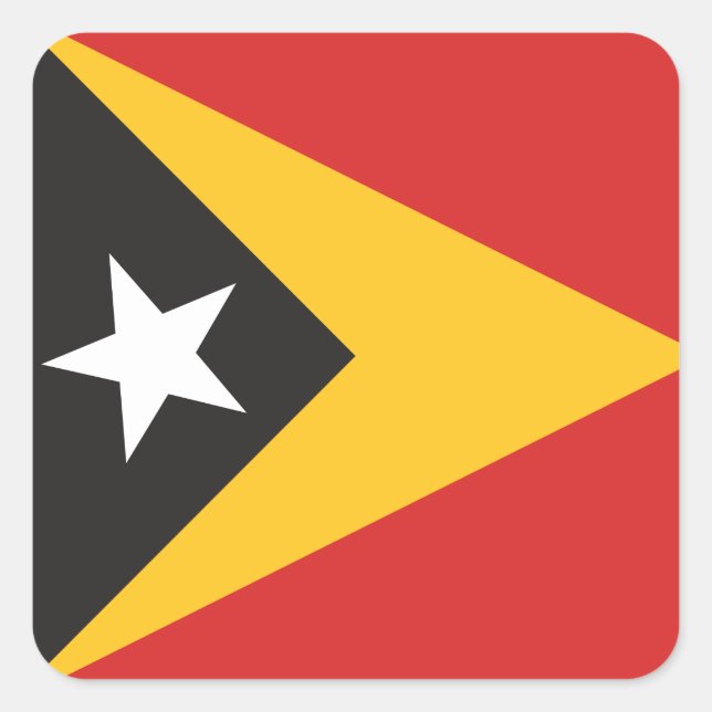 Pegatina Cuadrada Bandera de Timor Oriental (Anverso)