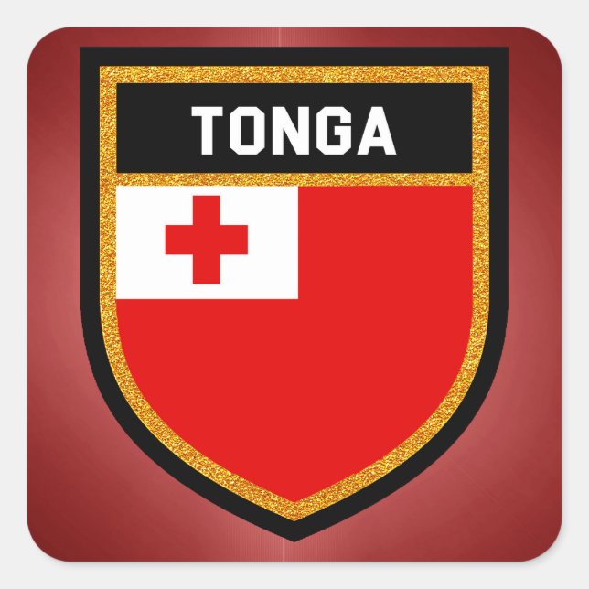 Pegatina Cuadrada Bandera de Tonga (Anverso)