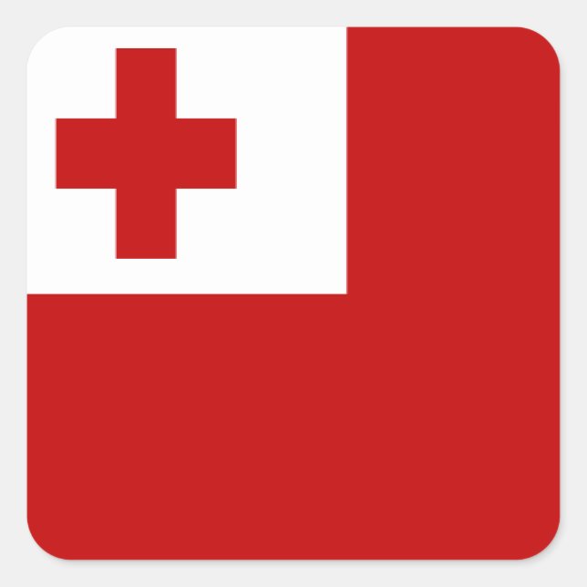 PEGATINA CUADRADA BANDERA DE TONGA (Anverso)