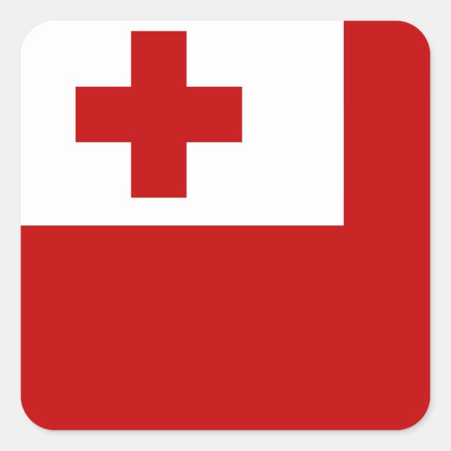 Pegatina Cuadrada Bandera de Tonga (Anverso)