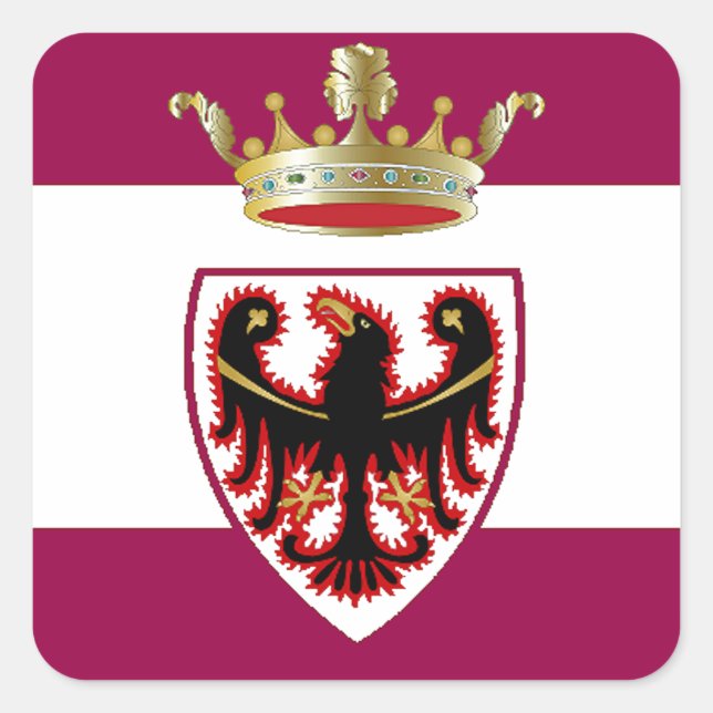 Pegatina Cuadrada Bandera de Trentino (Italia) (Anverso)