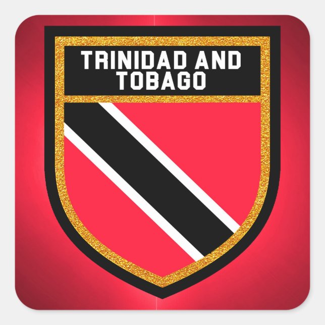 Pegatina Cuadrada Bandera De Trinidad Y Tobago (Anverso)