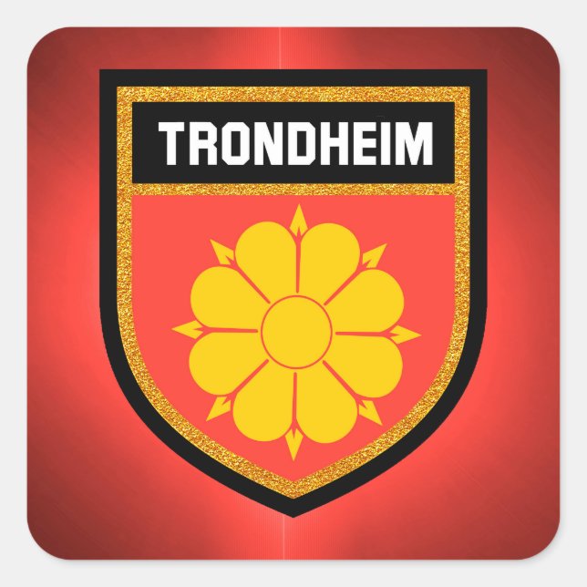 Pegatina Cuadrada Bandera de Trondheim (Anverso)