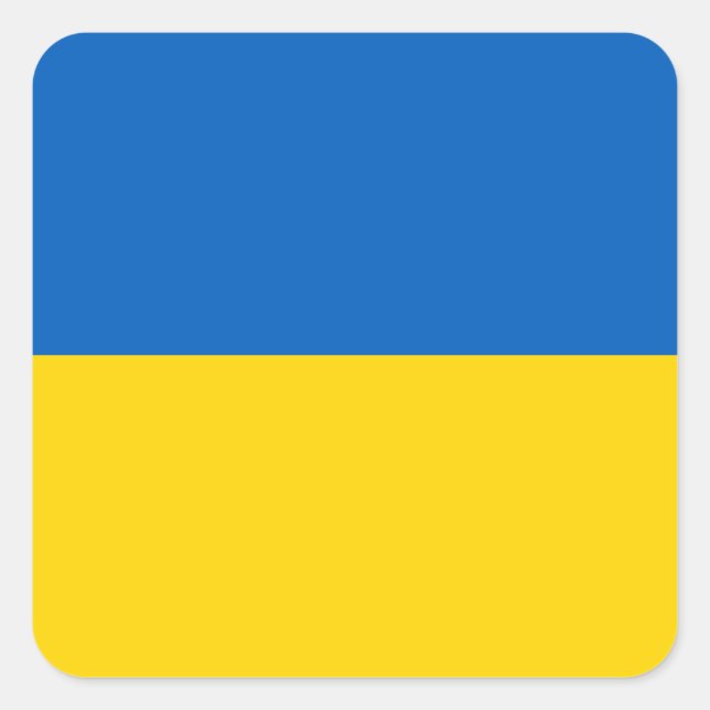 Pegatina Cuadrada Bandera de Ucrania (Anverso)