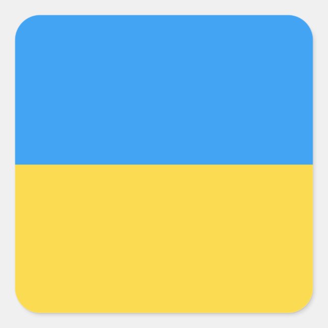 Pegatina Cuadrada Bandera de Ucrania (Anverso)