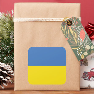 Pegatina Cuadrada Bandera de Ucrania, Ucrania Slava Ukraini Слава Ук