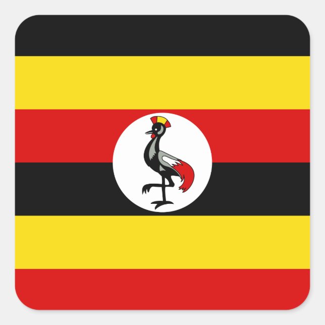 Pegatina Cuadrada Bandera de Uganda (Anverso)