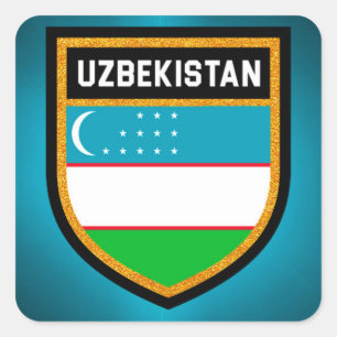 Pegatina Cuadrada Bandera de Uzbekistán