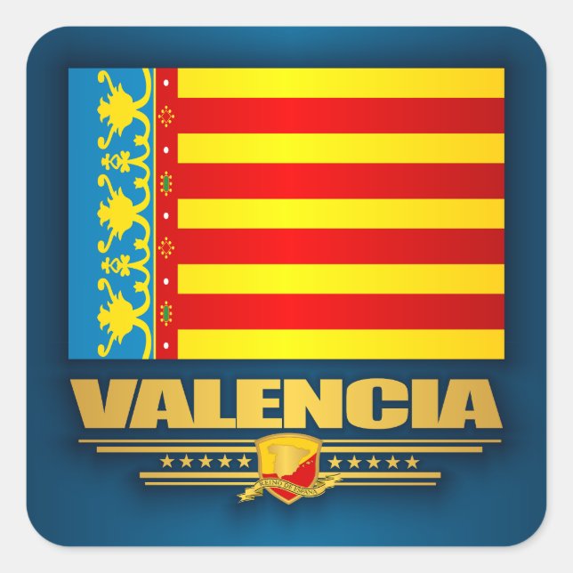 Pegatina Cuadrada Bandera de Valencia (Anverso)