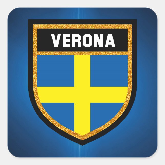 Pegatina Cuadrada Bandera de Verona (Anverso)