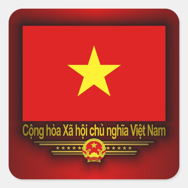 Pegatina Cuadrada Bandera de Vietnam (Anverso)