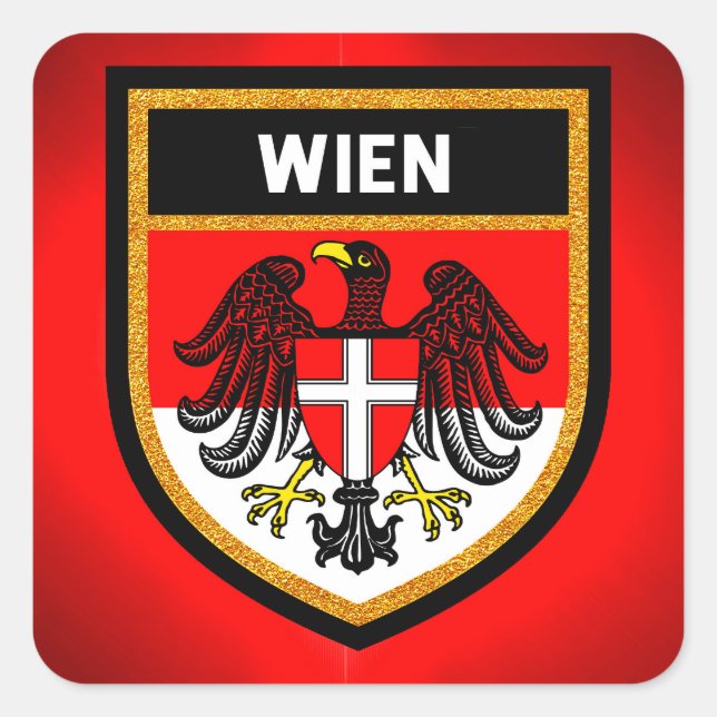 Pegatina Cuadrada Bandera de Wien (Anverso)