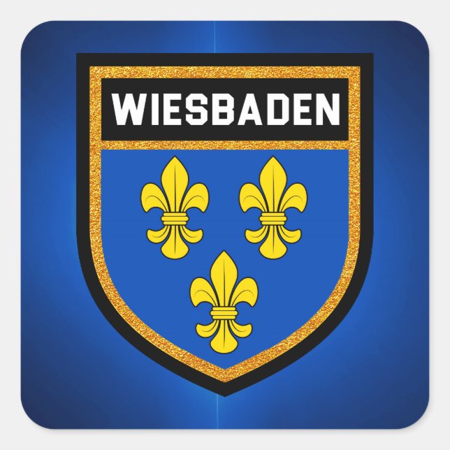 Pegatina Cuadrada Bandera de Wiesbaden (Anverso)