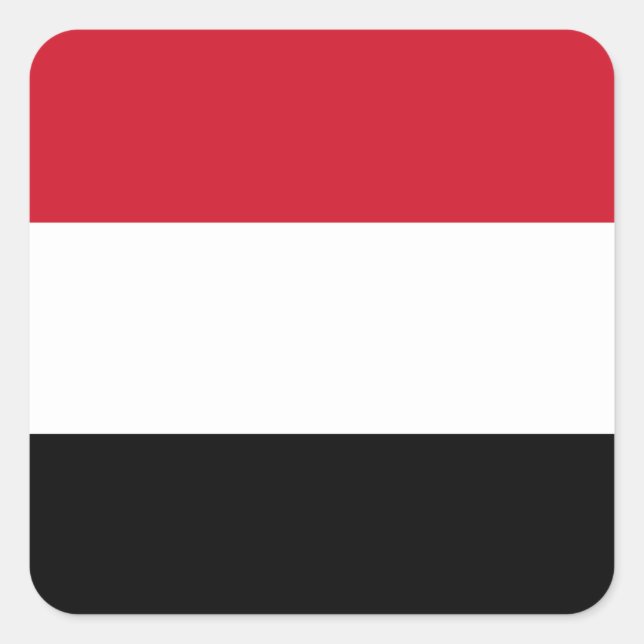 Pegatina Cuadrada Bandera de Yemen (Anverso)