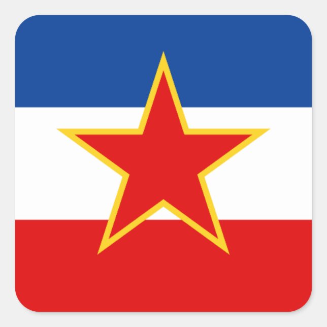Pegatina Cuadrada Bandera de Yugoslavia (Anverso)