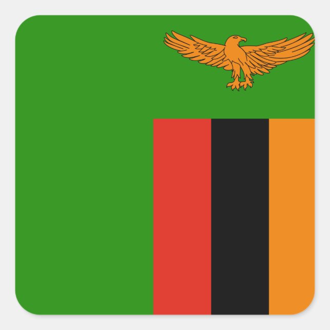 Pegatina Cuadrada Bandera de Zambia (Anverso)