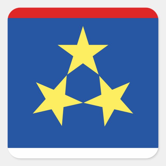 Pegatina Cuadrada Bandera de Zastava Vojvodine, Vojvodina (Anverso)