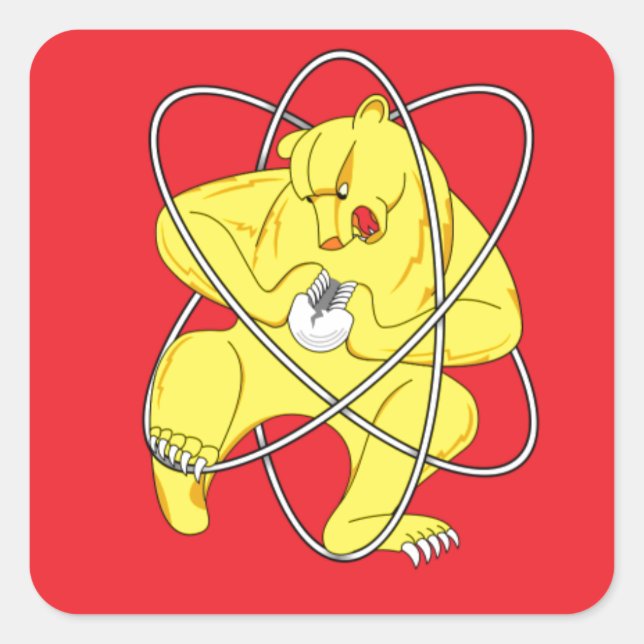 Pegatina Cuadrada Bandera de Zheleznogorsk (Anverso)