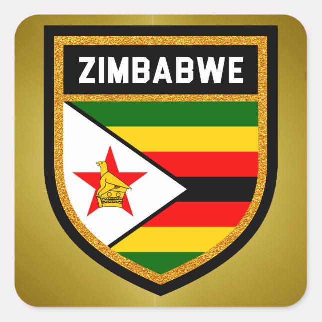 Pegatina Cuadrada Bandera de Zimbabue (Anverso)