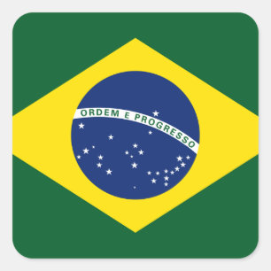 Pegatina Cuadrada Bandera del Brasil