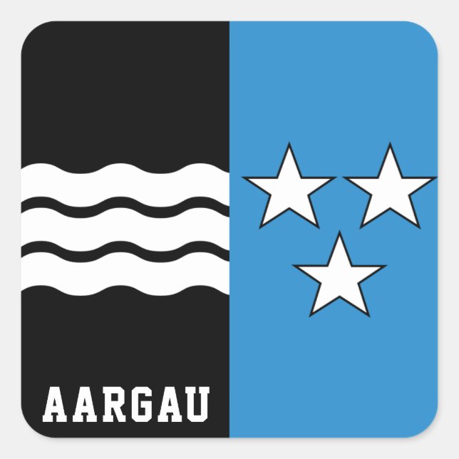 Pegatina Cuadrada Bandera del Cantón de Aargau (Anverso)