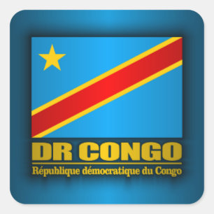 Pegatina Cuadrada Bandera del dr Congo