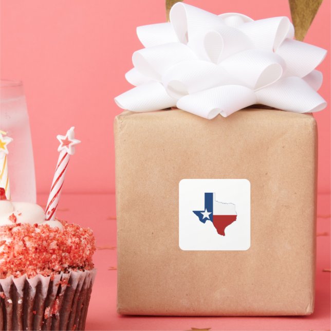 Pegatina Cuadrada Bandera del Estado con forma de Texas Estrella roj (Fiesta)