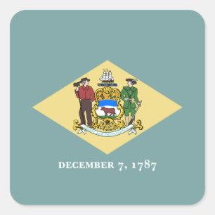Pegatina Cuadrada Bandera del estado de Delaware