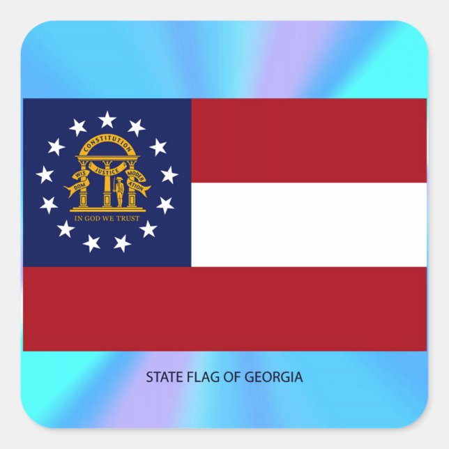 Pegatina Cuadrada Bandera del Estado de Georgia (Anverso)