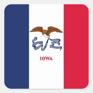Pegatina Cuadrada Bandera del estado de Iowa