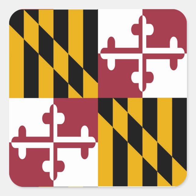Pegatina Cuadrada Bandera del Estado de Maryland (Anverso)